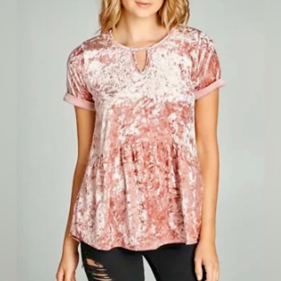 Altar'd State crushed velvet, baby doll top SZ M Boho chic - Picture 2 of 16